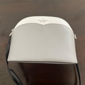 Kate Spade New York Payton Small Dome Crossbody Bag - light grey & white